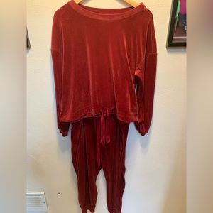 Lauren Conrad, 2 piece red velour leisure outfit, size L/XL
